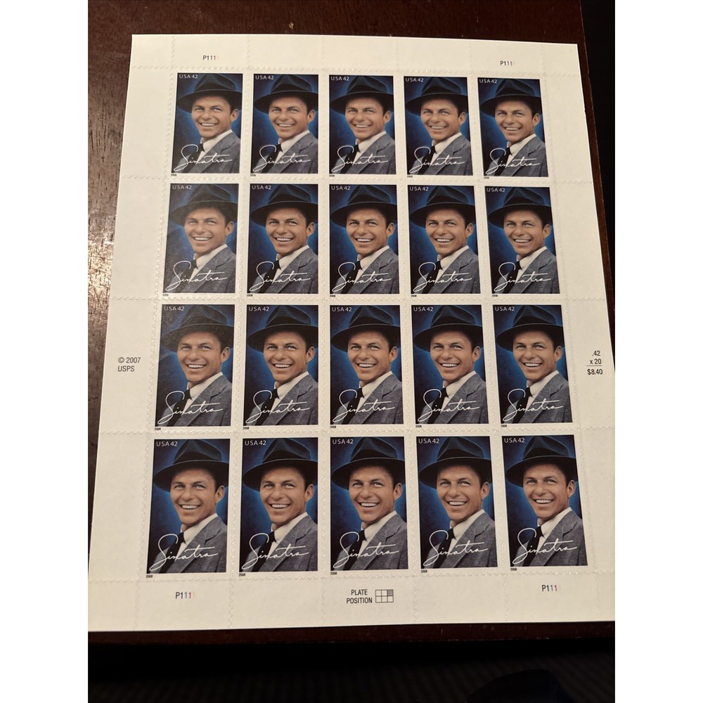 Lot Of (2) US Full Mint Sheet - Frank Sinatra; 2007 42 cents 40 Total Stamps